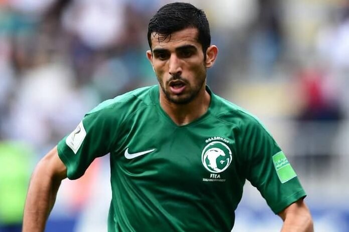 Saudi Arabia defender Saud Abdulhamid in action during an international football match ahead of the FIFA World Cup 2026.