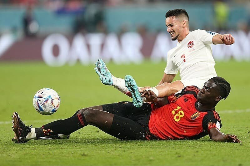 Amadou Onana playing for Belgium