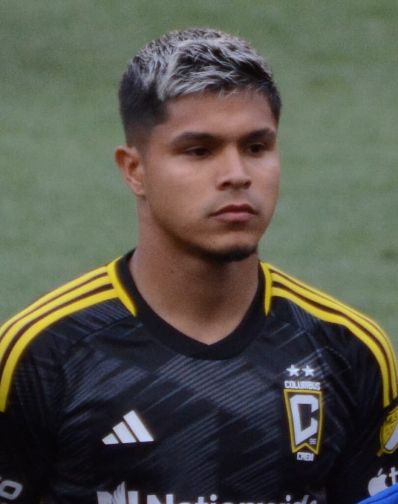 Cucho Hernández celebrates after scoring.