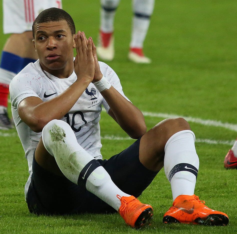 Kylian Mbappé in action for France