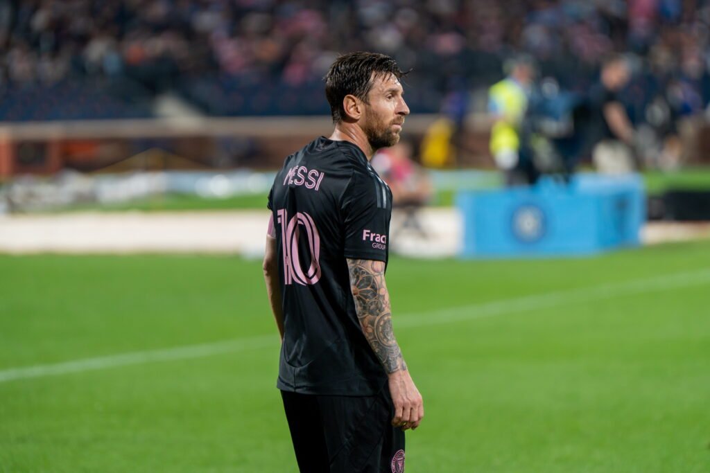 Lionel Messi wearing the captain's armband