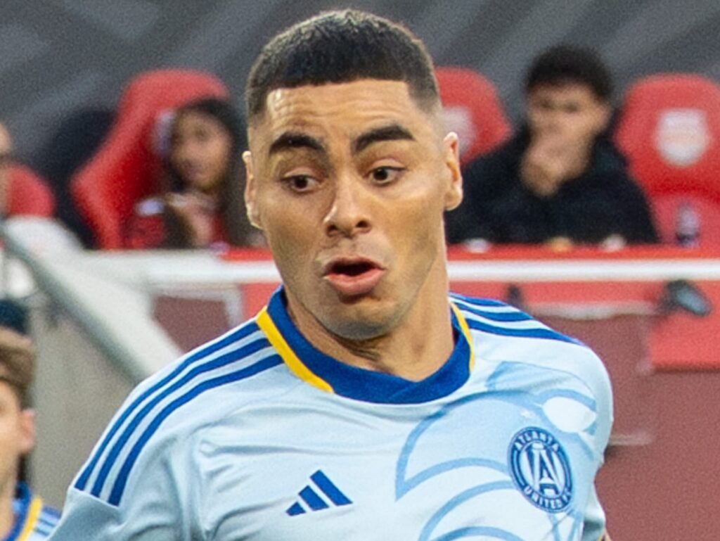 Miguel Almirón in action for Paraguay during an international match