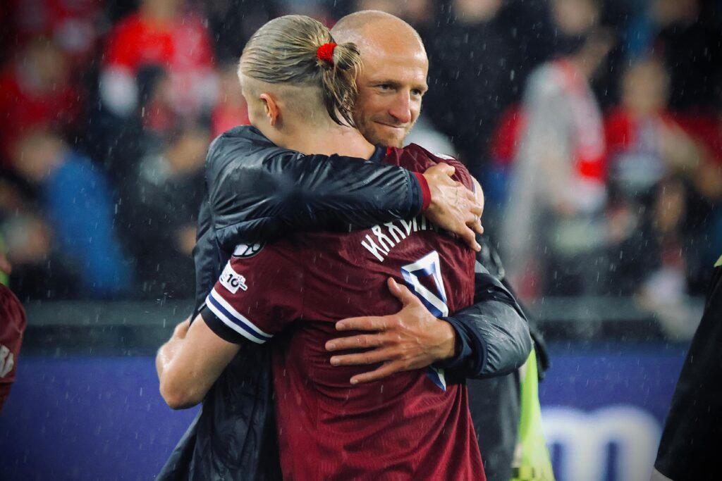 Erling Haaland celebrating during Norway World Cup qualifying