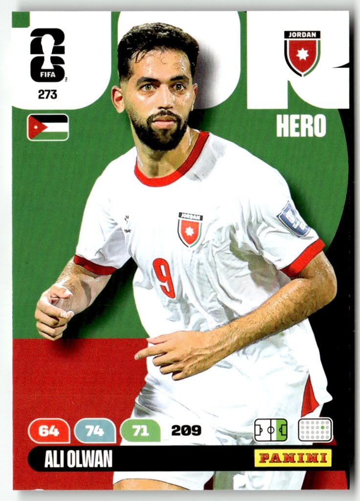 Ali Olwan scoring a goal for the Jordan national football team.