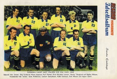 Sweden players celebrate a historic World Cup achievement.