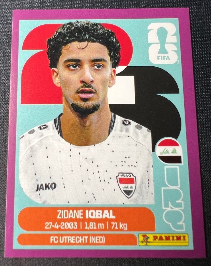 Zidane Iqbal playing for Iraq during a FIFA World Cup qualifying match.