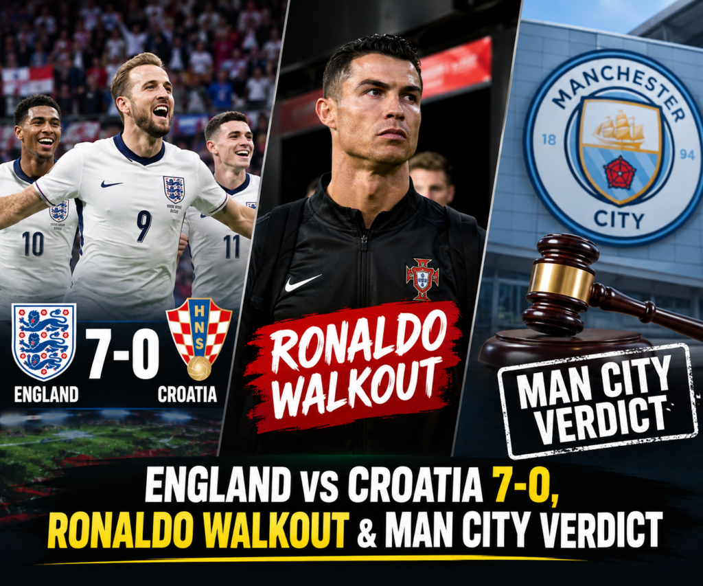 England vs Croatia 7-0, Cristiano Ronaldo walkout and Manchester City verdict