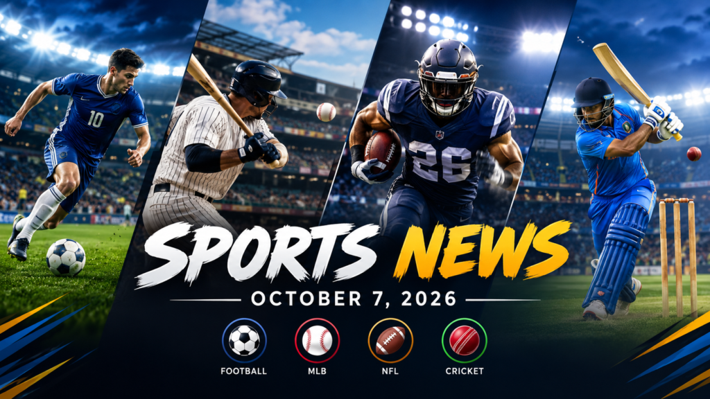 Sports News October 7, 2026 featuring football, MLB, NFL and cricket